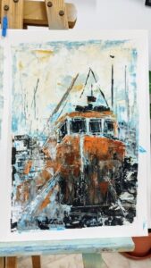 "Facendo barcos coa espátula II" - Acrílico