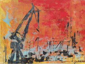 "Rojo Industrial 1" - Acrílico sobre postal - A5