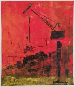 "Rojo Industrial 2" - Acrílico sobre postal - A5