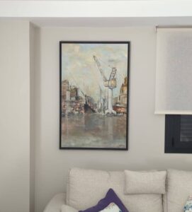 "Dorados en el muelle" - Acrílico sobre lienzo 116x73cm