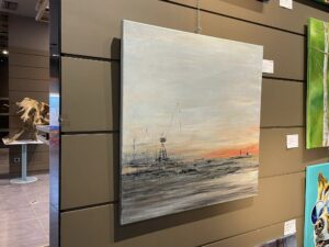 "Solpor en el CC A Laxe" - Acrílico sobre lienzo 80x80 cm